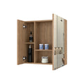 Kenya Medicine Cabinet, Mirror, Double Door, Four Interior Shelves Beige 2 4 18 To 23 In 24 To 31 In Mirror Included Bathroom Wall Mounted Modern 5 10 Inches Melamine Engineered Wood