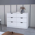 Dillon 4 Drawers Dresser, Chest Of Drawers With 2 Cabinets White Mdf Engineered Wood