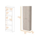 Virginia Double Door Storage Cabinet, Five Shelves 5 Or More Shelves Beige Primary Living Space Modern Mdf Engineered Wood