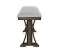 6 Piece Counter Height Dining Set Rustic Light Brown Finish Trestle Base Curved Metal Accents Upholstered Seats Wooden Dining Room Furniture Wood Wood Antique Brown Seats 6 Wood Dining Room Fixed Table Contemporary,Transitional Rectangular Trestle