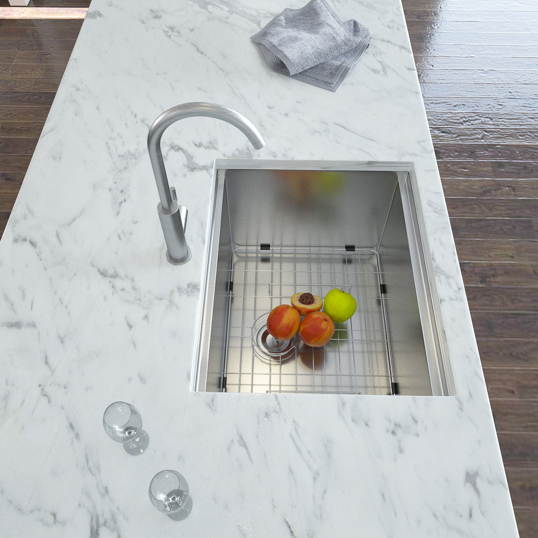 Laundry Workstation Sink 23X19X13" Undermount Laundry Sink Brushed Nickel Stainless Steel