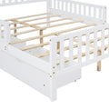 Full Size Wood Platform Bed With Guardrails On Both Sides And Two Storage Drawers ,White Full White Wood