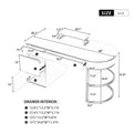 60''Modern Executive Desk,White Curved Computer Desk With Gold Metal Legs,3 Drawers Home Office Desk,Writing Desk With 1 Storage Cabinet For Home Office,Living Room,Gold White Gold White Mdf