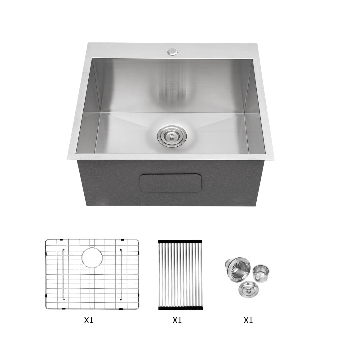 Laundry Sink 22X22X12" Drop In Laundry Sink Brushed Nickel Stainless Steel
