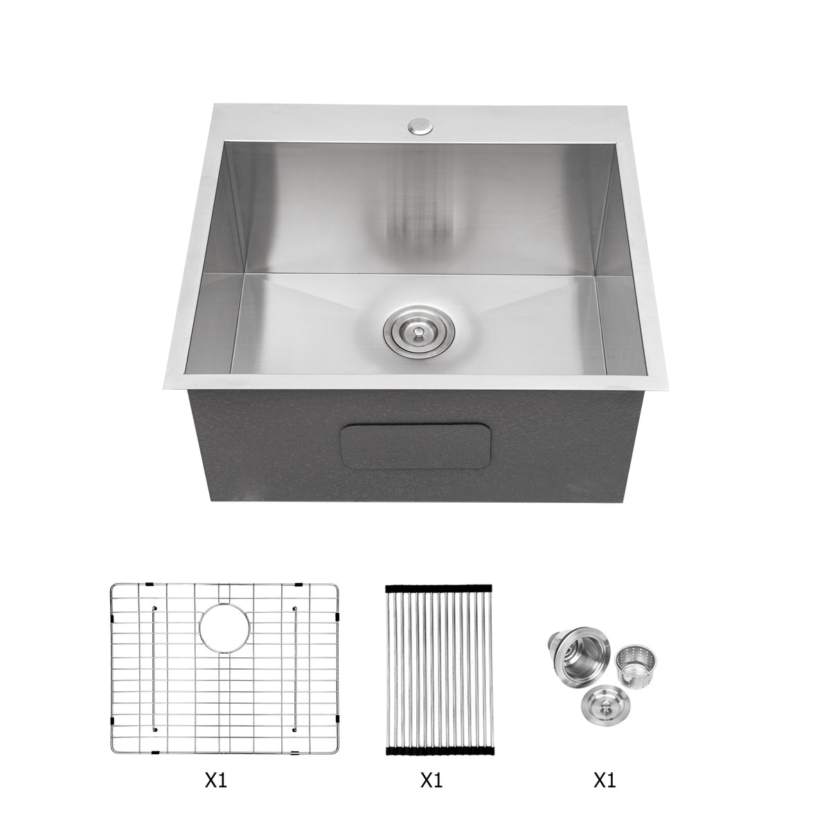 Laundry Sink 22X22X12" Drop In Laundry Sink Brushed Nickel Stainless Steel