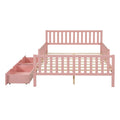 Full Size Wood Platform Bed With Guardrails On Both Sides And Two Storage Drawers ,Pink Full Pink Wood