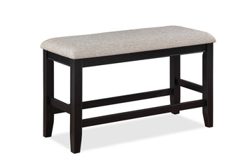 Farmhouse Style 1Pc Black Light Gray Counter Height Bench Footrest Upholstered Seat Wooden Furniture Gray Linen Or Linen Blend Dining Room Rectangular Grey Contemporary,Transitional Wood