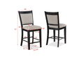Farmhouse Style 2Pc Black Light Gray Counter Height Chair Bar Stool Footrest Upholstered Back Seat Wooden Furniture Gray Dining Room Contemporary,Farmhouse Dining Chairs Wood