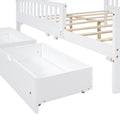 Full Size Wood Platform Bed With Guardrails On Both Sides And Two Storage Drawers ,White Full White Wood