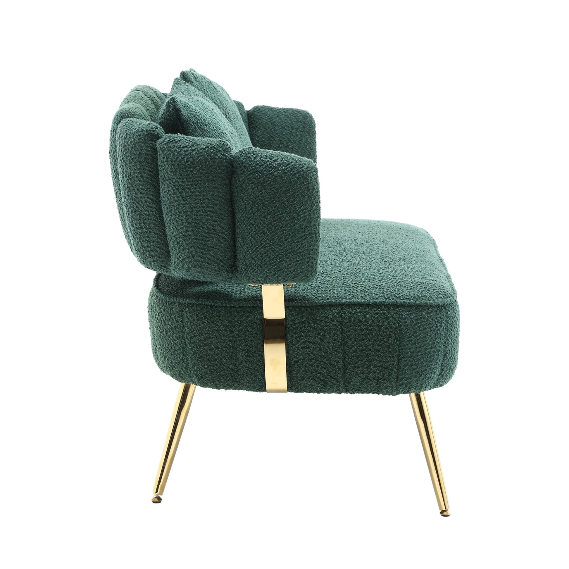 Coolmore Polyester Accent Sofa Modern Upholstered Armsofa Tufted Sofa With Metal Frame, Single Leisure Sofa For Living Room Bedroom Office Balcony Emerald Boucle