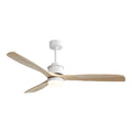 60 Inch With Dimmable Led Light 3 Solid Wood Blades Remote Control Reversible Dc Motor White For Living Room Matte White Metal & Wood