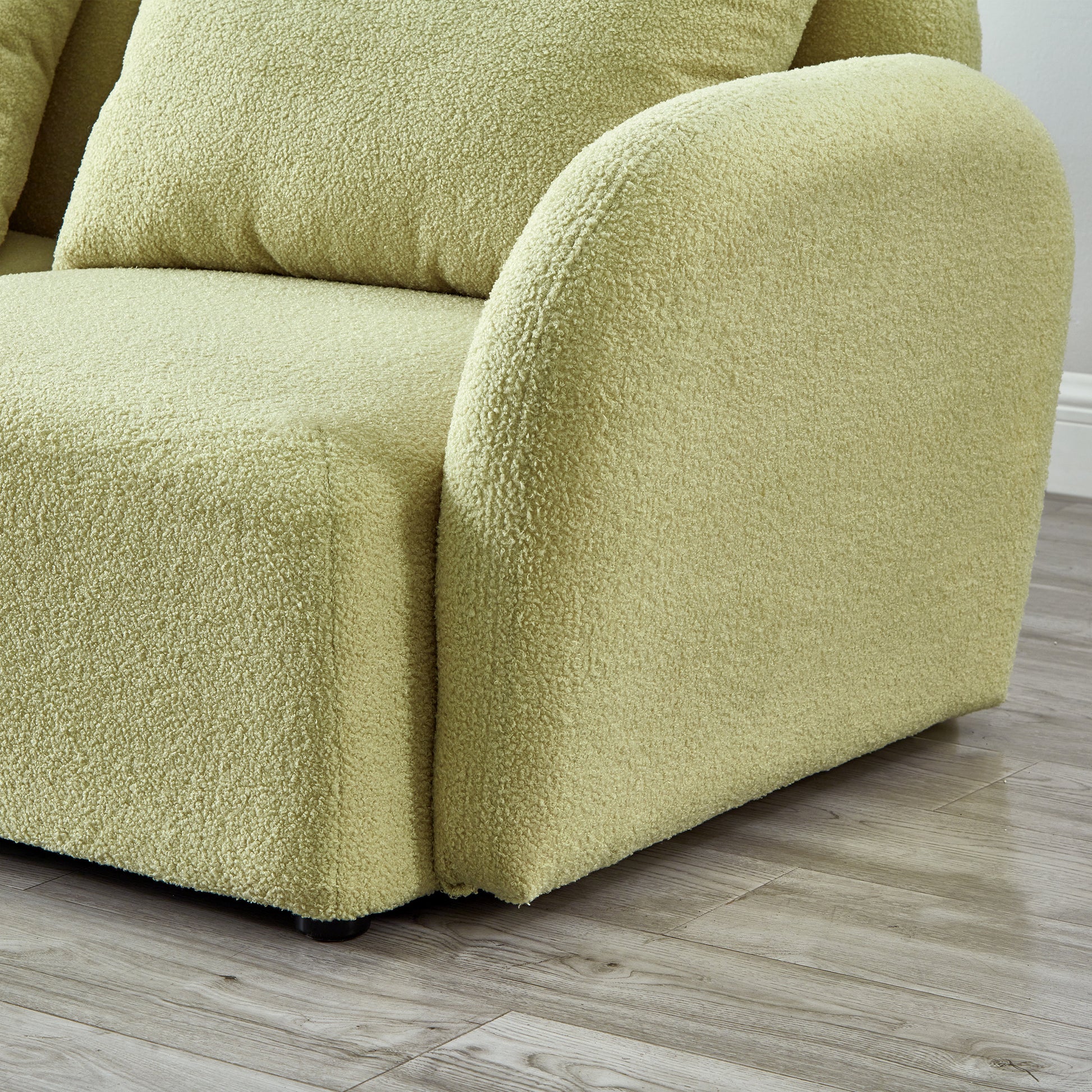 Living Room Furniture Lazy Sofa Chair Teddy Fabric Light Green Light Green Foam Teddy