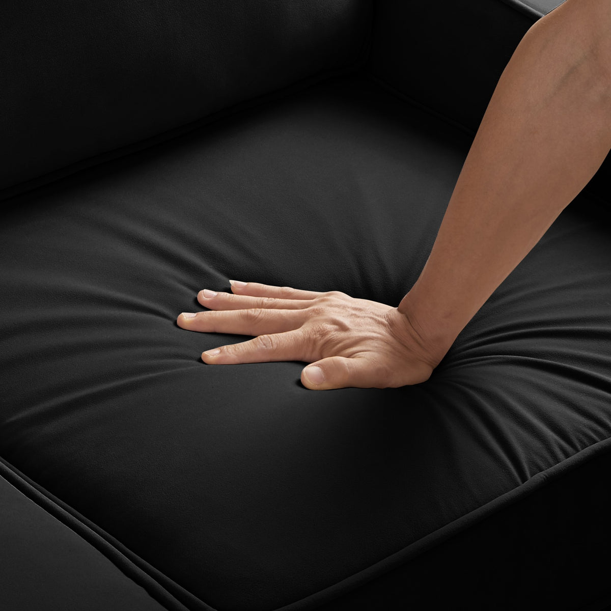Modern Loveseat Sofa For Living Room, Upholstered Velvet Small Couch With Wooden Legs For Livingroom Bedroom, Black Black Espresso Velvet Wood Primary Living Space Medium Soft Cushion Back American Design Rubberwood Square Arms Foam Velvet 2 Seat