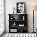 Multifunctional 4 Tier Black Book Shelf & Coffee Table For Living Room Bedroom Dining Room Study Entryway, Creative Furniture Floor Bookshelf, Minimalist Organizer Storage Shelves Black Mdf