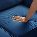 Modern Loveseat Sofa For Living Room, Upholstered Velvet Small Couch With Wooden Legs For Livingroom Bedroom, Navy Navy Espresso Velvet Wood Primary Living Space Medium Soft Cushion Back American Design Rubberwood Square Arms Foam Velvet 2 Seat