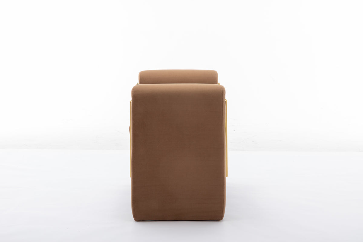 031 Velvet Fabric Single Bench Shoe Bench Makeup Bench For Bedroom Indoor,Coffee Wood Bedroom Brown Solid Eucalyptus Wood Tufted Coffee Polyester Velvet Backless Soft Modern Foam Velvet