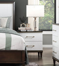 Contemporary White And Cherry Finish 1Pc Two Drawers Nightstand 2 Tone Finish With Gold Trim Modern Bedroom Furniture Multi 2 Drawers Bedroom Contemporary,Modern Drawers Wood