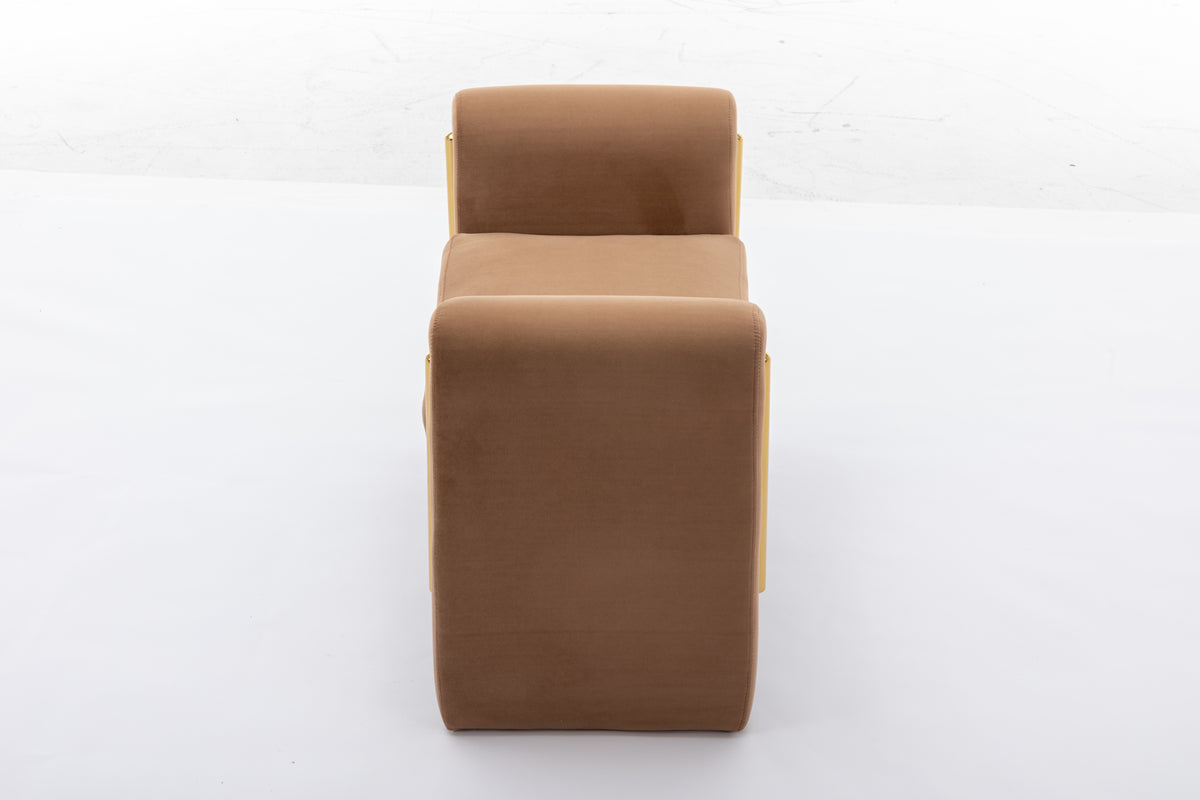031 Velvet Fabric Single Bench Shoe Bench Makeup Bench For Bedroom Indoor,Coffee Wood Bedroom Brown Solid Eucalyptus Wood Tufted Coffee Polyester Velvet Backless Soft Modern Foam Velvet