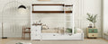 Twin Over Twin Bunk Bed With Twin Size Trundle, Storage And Desk, White Walnut White Walnut Solid Wood