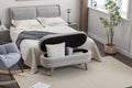036 Velvet Fabric Storage Bench Bedroom Bench With Wood Legs For Living Room Bedroom Indoor,Light Gray Tufted Light Gray Velvet Bedroom Solid Modern Eucalyptus Internal Storage Foam Velvet