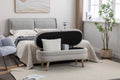 036 Velvet Fabric Storage Bench Bedroom Bench With Wood Legs For Living Room Bedroom Indoor,Light Gray Tufted Light Gray Velvet Bedroom Solid Modern Eucalyptus Internal Storage Foam Velvet