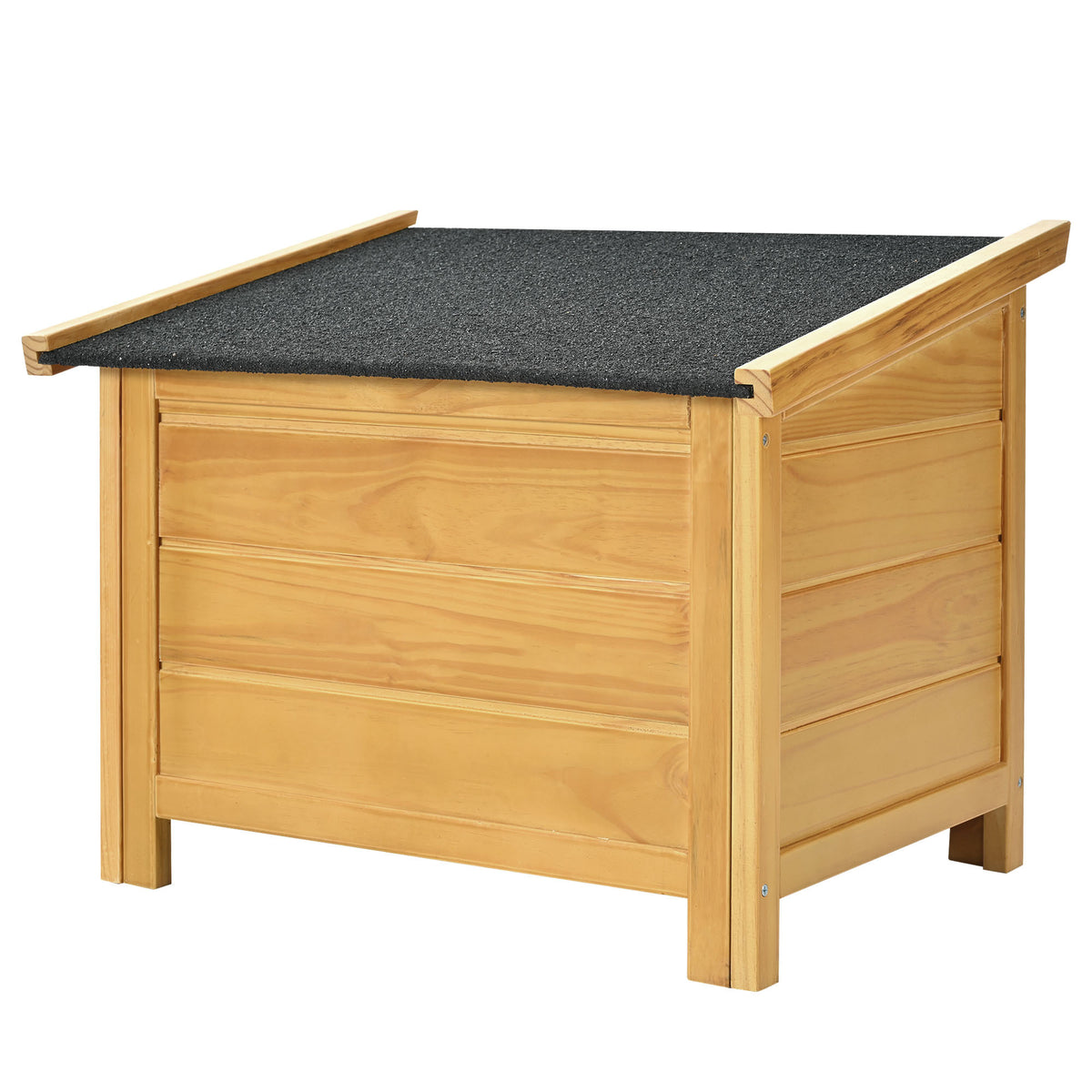 51.18" L X 43.7" W X 37" H Large Size Wooden Dog House, Dog Crate For Large Dog Breeds, Cabin Style Raised Dog Shelter With Asphalt Roof, Solid Wood, Weatherproof, Nature Natural Wood Outdoor Kennel Large 41 70 Lbs Pine