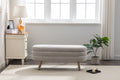 036 Velvet Fabric Storage Bench Bedroom Bench With Wood Legs For Living Room Bedroom Indoor,Light Gray Tufted Light Gray Velvet Bedroom Solid Modern Eucalyptus Internal Storage Foam Velvet