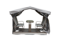 4 Seat Outdoor Glider Benches With Canopy, Retro Metal Glider Chair With Aluminum Frame, Patio Swing Chair For Outside,Garden,Lawn Grey Brown Aluminum