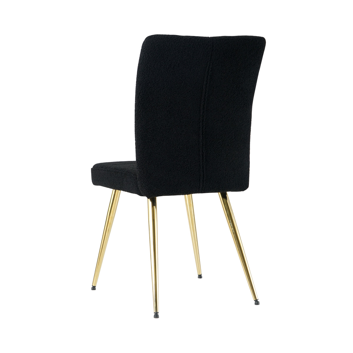 Modern Black Teddy Wool Dining Chair, Upholstered Chair With Fabric Accent Side Chair With Gold Plated Metal Legs For Family Furniture Living Room, Bedroom, Kitchen, Dining Room Set Of 4 Black Metal