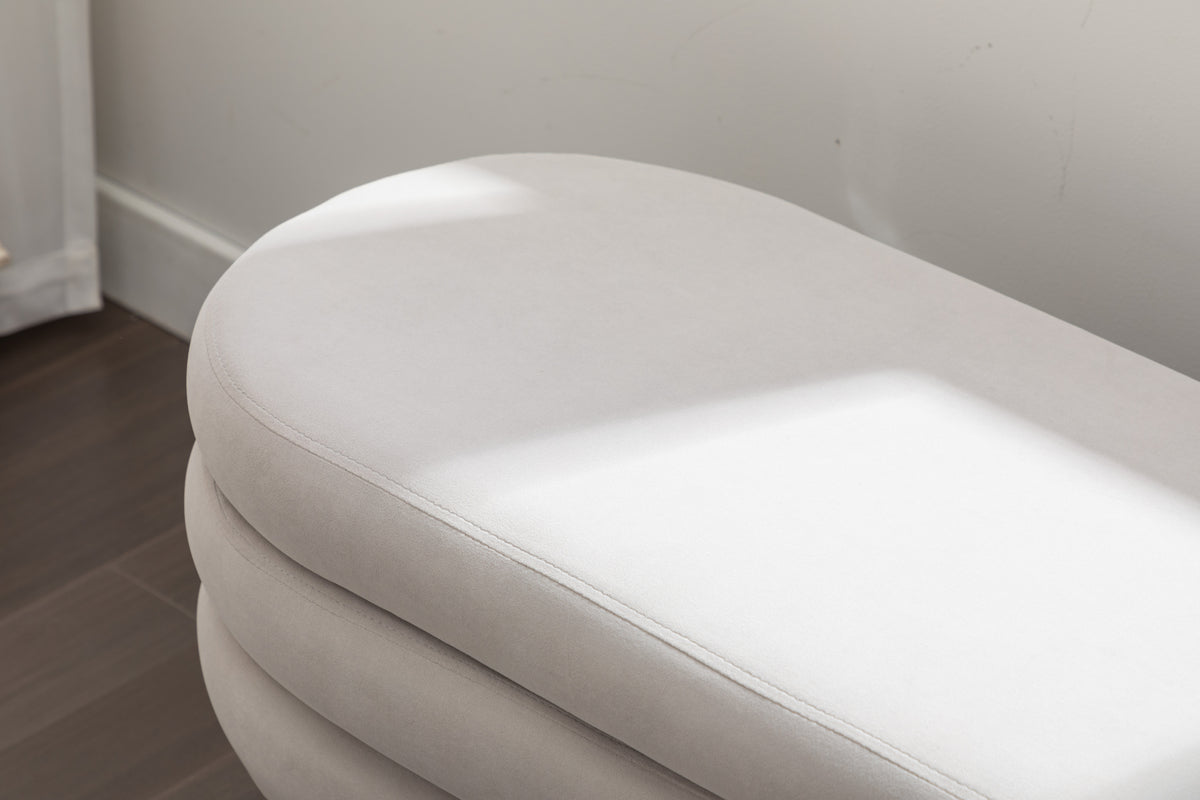 036 Velvet Fabric Storage Bench Bedroom Bench With Wood Legs For Living Room Bedroom Indoor,Light Gray Tufted Light Gray Velvet Bedroom Solid Modern Eucalyptus Internal Storage Foam Velvet