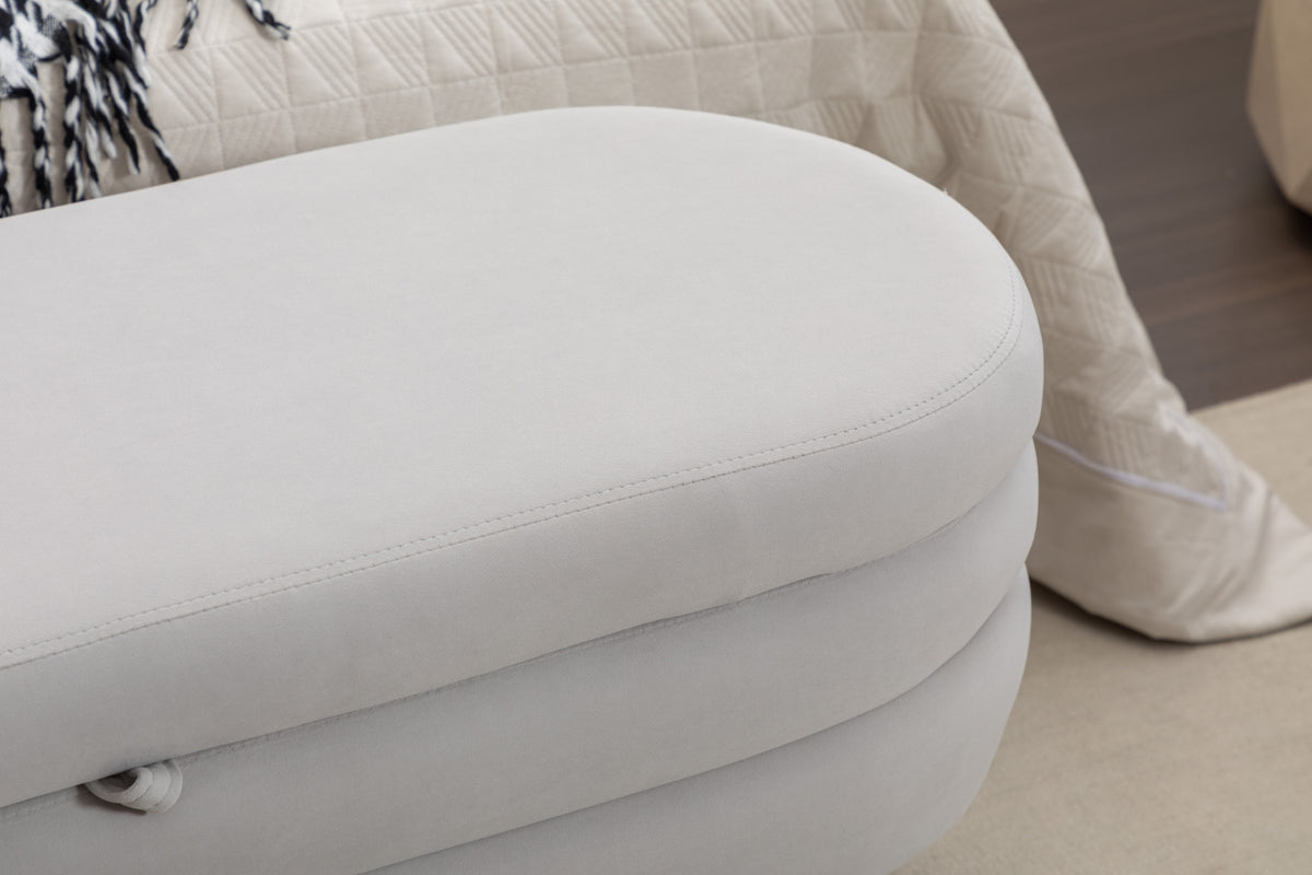 036 Velvet Fabric Storage Bench Bedroom Bench With Wood Legs For Living Room Bedroom Indoor,Light Gray Tufted Light Gray Velvet Bedroom Solid Modern Eucalyptus Internal Storage Foam Velvet