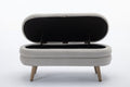 036 Velvet Fabric Storage Bench Bedroom Bench With Wood Legs For Living Room Bedroom Indoor,Light Gray Tufted Light Gray Velvet Bedroom Solid Modern Eucalyptus Internal Storage Foam Velvet