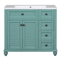 36'' Bathroom Vanity With Undermount Sink,Free Standing Vanity Set With 2 Drawers& Soft Closing Doors,Solid Wood Frame Bathroom Storage Cabinet 2 Blue Green 2 1 Soft Close Doors Bathroom Freestanding Solid Wood Mdf Resin Painted
