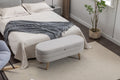 036 Velvet Fabric Storage Bench Bedroom Bench With Wood Legs For Living Room Bedroom Indoor,Light Gray Tufted Light Gray Velvet Bedroom Solid Modern Eucalyptus Internal Storage Foam Velvet