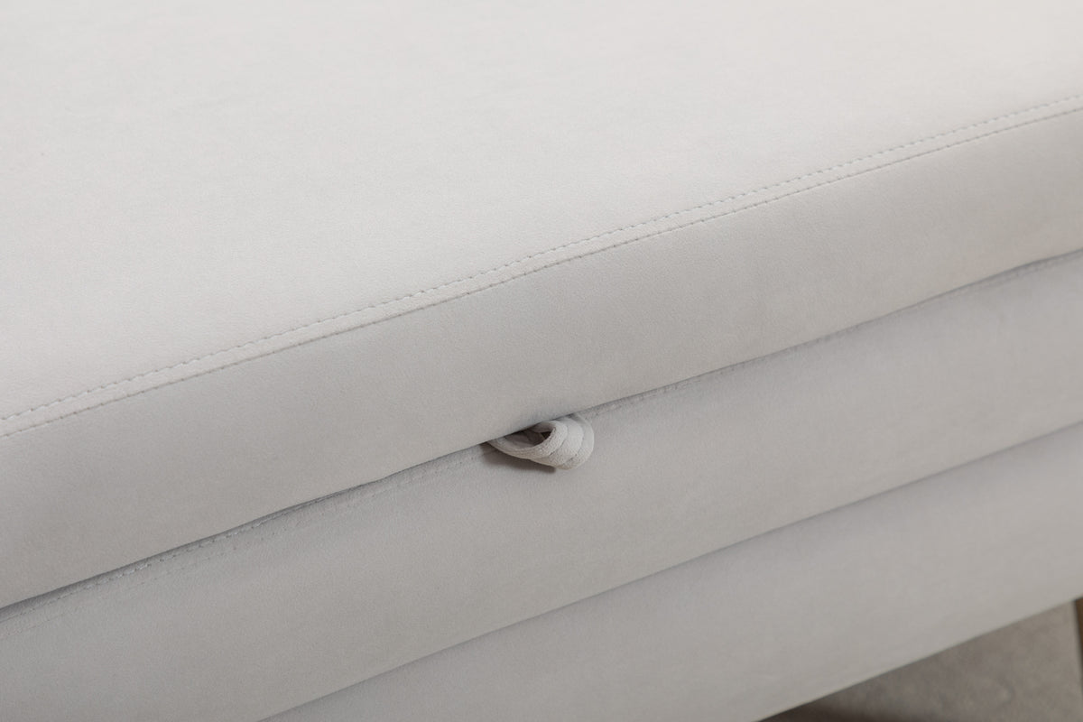 036 Velvet Fabric Storage Bench Bedroom Bench With Wood Legs For Living Room Bedroom Indoor,Light Gray Tufted Light Gray Velvet Bedroom Solid Modern Eucalyptus Internal Storage Foam Velvet