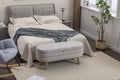 036 Velvet Fabric Storage Bench Bedroom Bench With Wood Legs For Living Room Bedroom Indoor,Light Gray Tufted Light Gray Velvet Bedroom Solid Modern Eucalyptus Internal Storage Foam Velvet