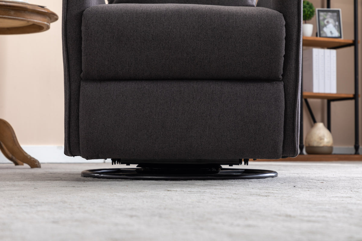 038 Cotton Linen Fabric Swivel Rocking Chair Glider Rocker Recliner Nursery Chair With Adjustable Back And Footrest For Living Room Indoor,Dark Gray Dark Gray Cotton Manual Handle Metal Primary Living Space Soft Tufted Back Modern Foam Linen