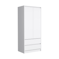 Laurel 2 Piece Bedroom Set, Nightstand Armoire, White White Particle Board Engineered Wood