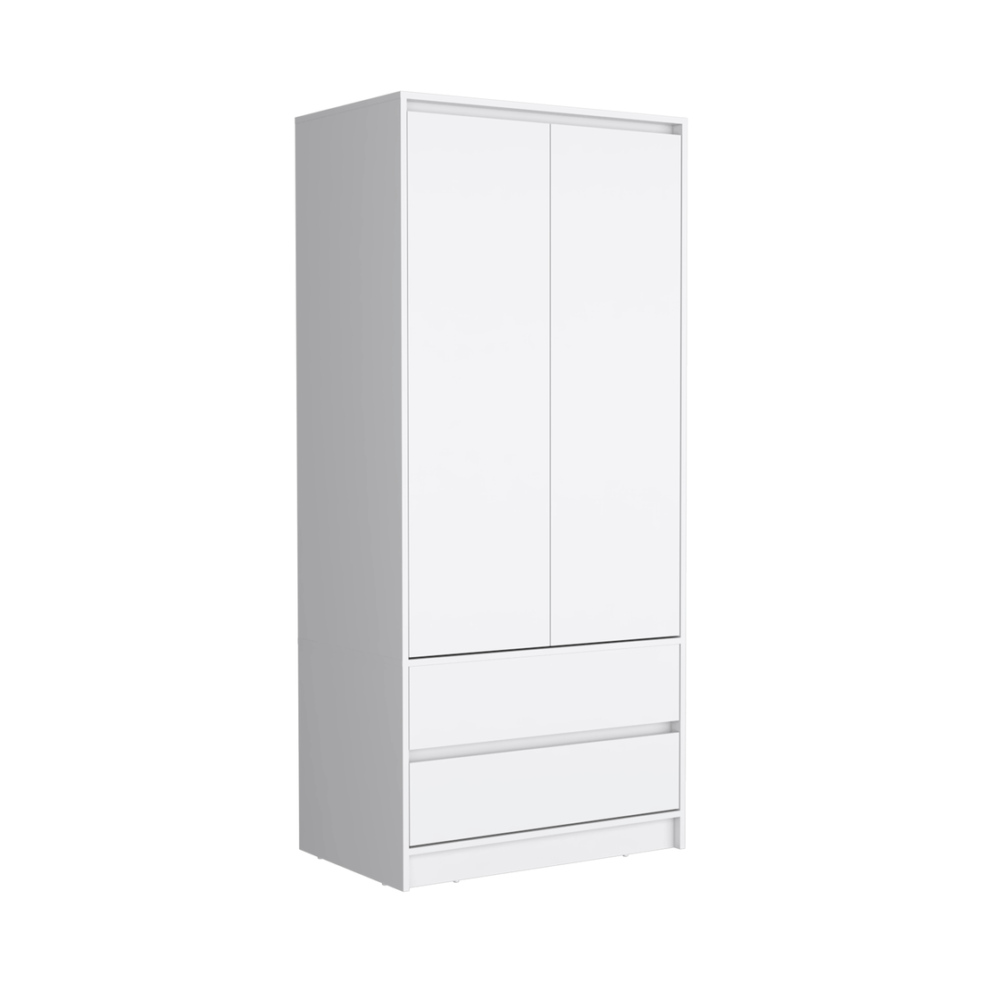 Laurel 2 Piece Bedroom Set, Nightstand Armoire, White White Particle Board Engineered Wood