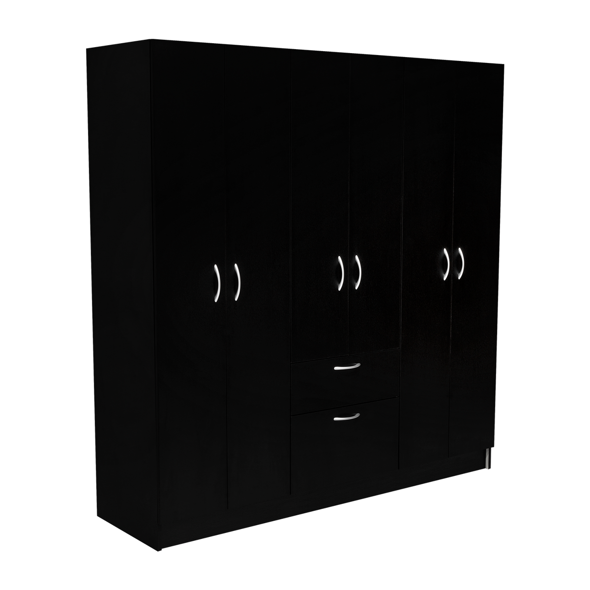 Six Doors Armoire Maya, Bedroom, Black White White Black Particle Board Engineered Wood