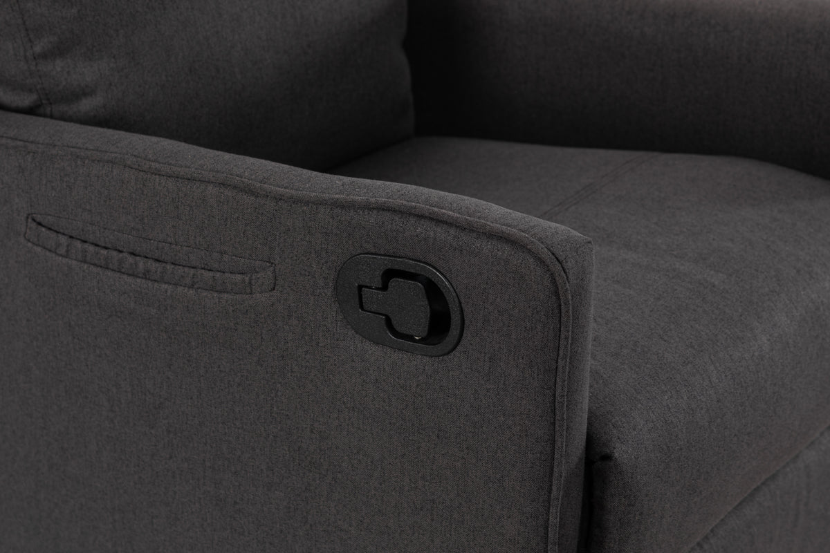 038 Cotton Linen Fabric Swivel Rocking Chair Glider Rocker Recliner Nursery Chair With Adjustable Back And Footrest For Living Room Indoor,Dark Gray Dark Gray Cotton Manual Handle Metal Primary Living Space Soft Tufted Back Modern Foam Linen