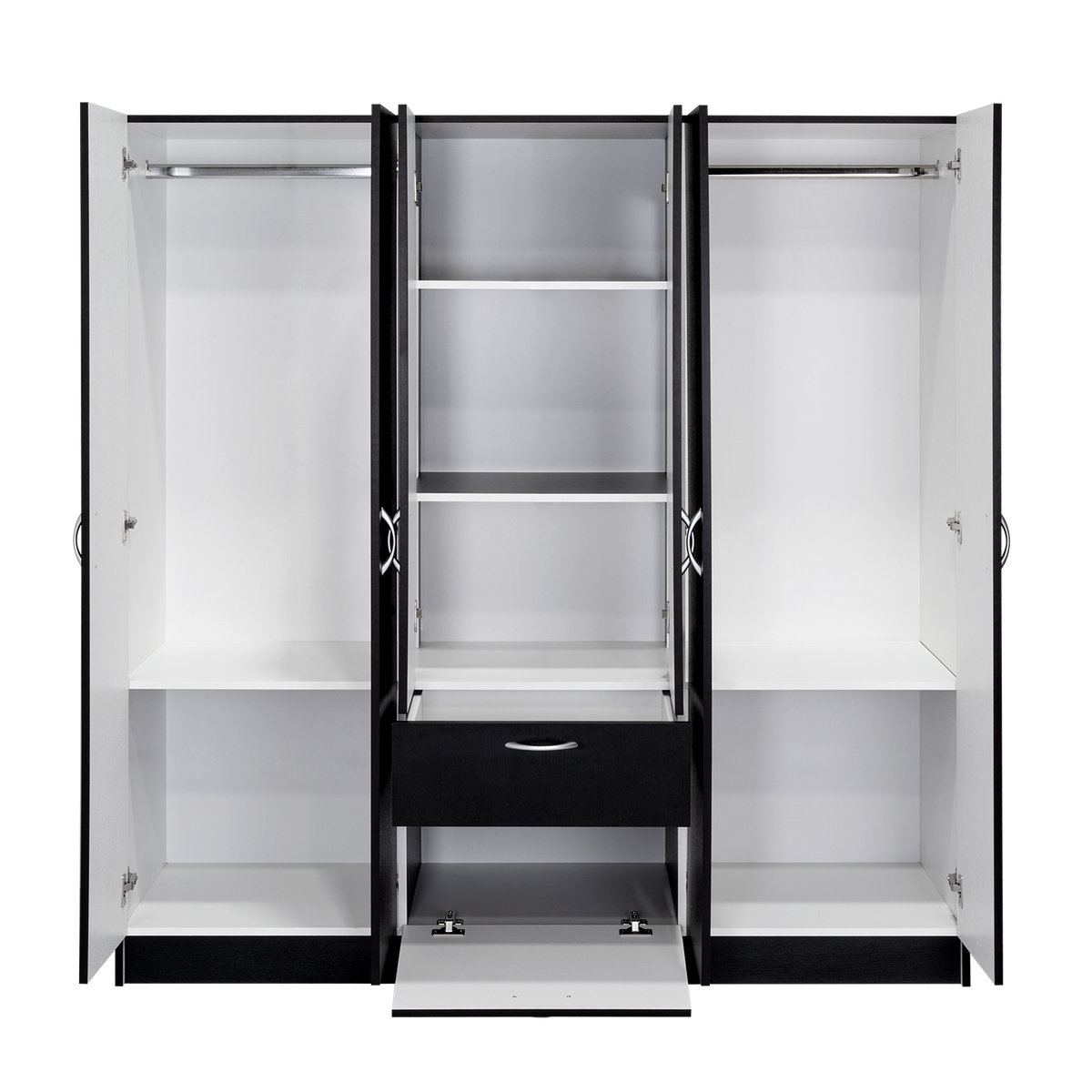 Six Doors Armoire Maya, Bedroom, Black White White Black Particle Board Engineered Wood