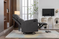 038 Cotton Linen Fabric Swivel Rocking Chair Glider Rocker Recliner Nursery Chair With Adjustable Back And Footrest For Living Room Indoor,Dark Gray Dark Gray Cotton Manual Handle Metal Primary Living Space Soft Tufted Back Modern Foam Linen