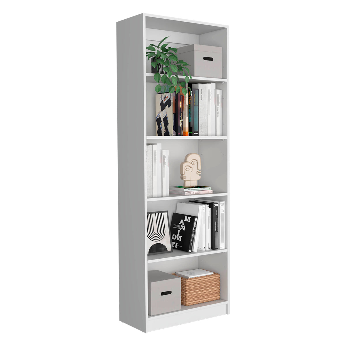 Utah 3 Piece Living Room Set With 3 Bookcases, White White Particle Board Engineered Wood