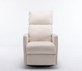 038 Cotton Linen Fabric Swivel Rocking Chair Glider Rocker Recliner Nursery Chair With Adjustable Back And Footrest For Living Room Indoor,Beige Beige Cotton Manual Handle Metal Primary Living Space Soft Tufted Back Modern Foam Cotton Linen