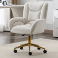 005 Velvet Fabric 360 Swivel Home Office Chair With Gold Metal Base And Universal Wheels,Ivory Solid Ivory Office Sponge Wipe Clean Modern Office Chairs Tufted Back Foam Swivel Velvet