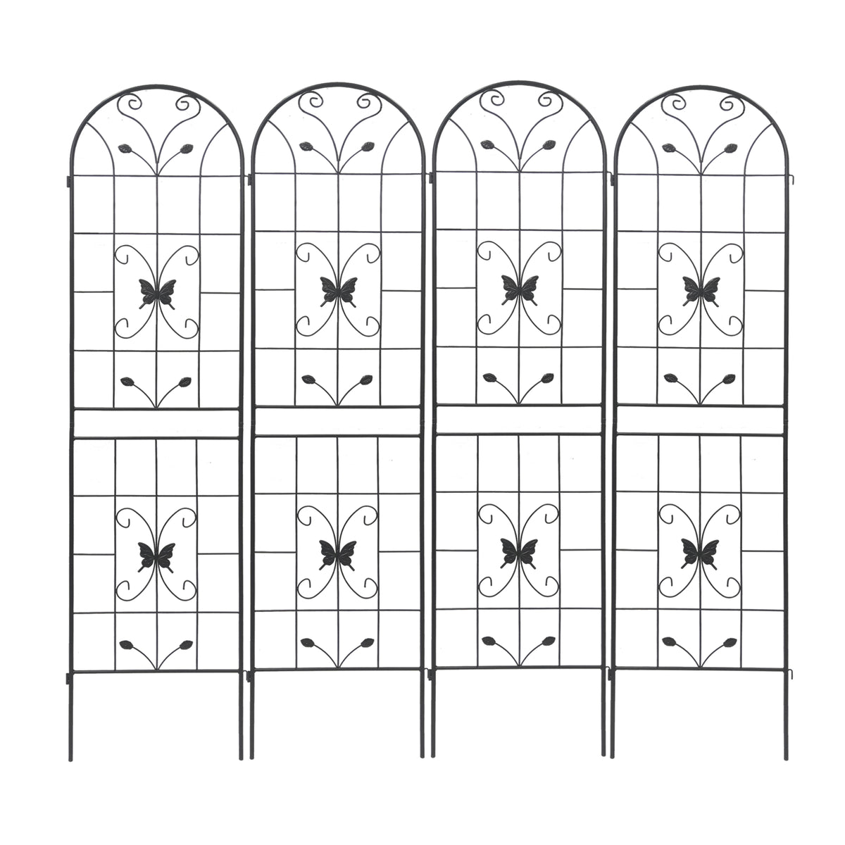 4 Pack Metal Garden Trellis 86.7" X 19.7" Rustproof Trellis For Climbing Plants Outdoor Flower Support Black Black Garden & Outdoor Iron