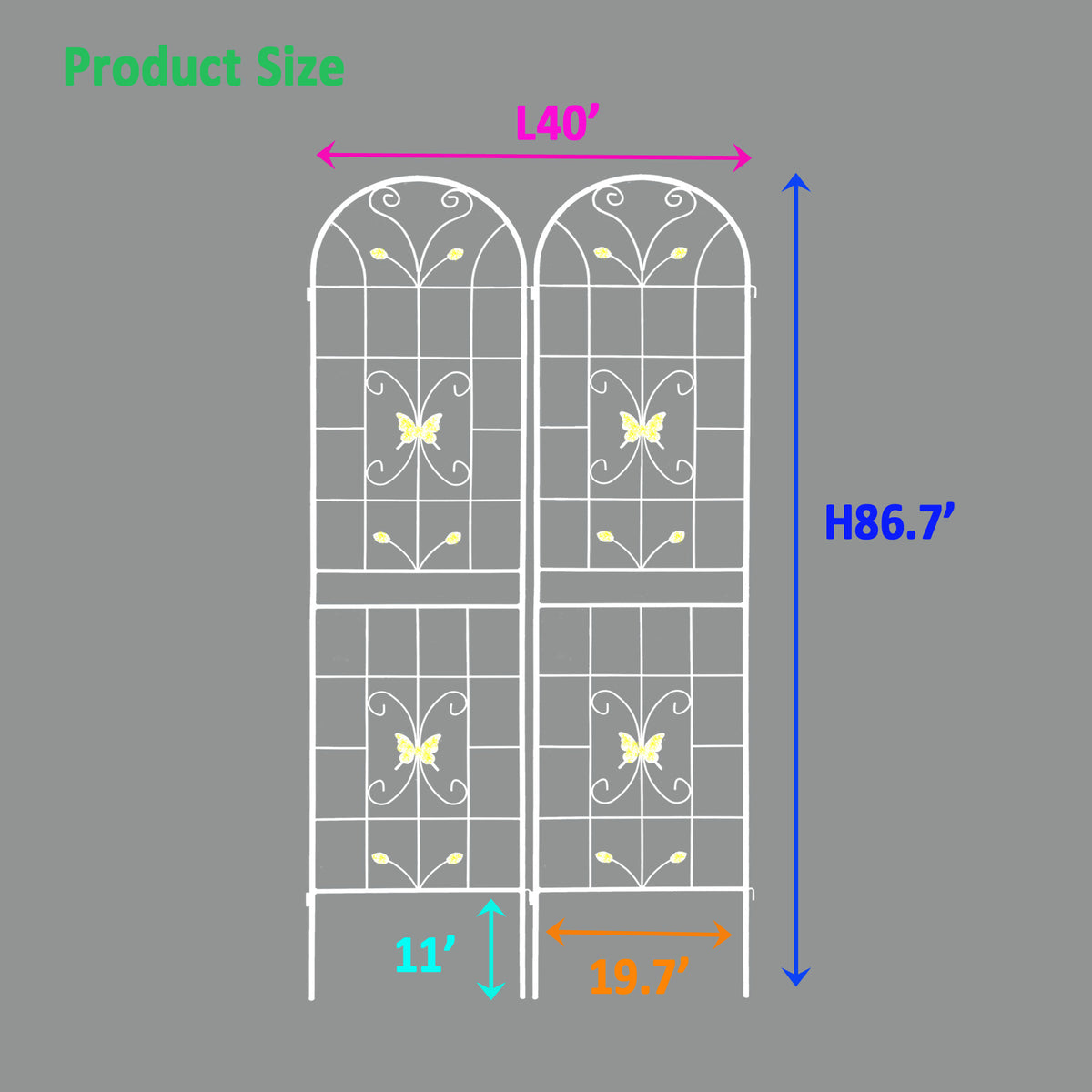 2 Pack Metal Garden Trellis 86.7" X 19.7" Rustproof Trellis For Climbing Plants Outdoor Flower Support Cream White Cream White Garden & Outdoor Iron
