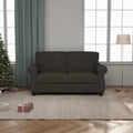 Sofa With Solid Wood Frame, Comfy Sofa Couch With Extra Deep Seats, Modern 2 Seater Sofa, For Living Room Apartment Lounge, Brown Brown Wood
