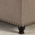 Large Square Storage Ottoman With Wooden Legs, Upholstered Button Tufted Coffee Table With Nail Trims For For Living Space,Linen Espresso Wood Primary Living Space Black Solid Rubberwood Wood With Storage Linen Linen Linen Or Linen Blend Backless Medium